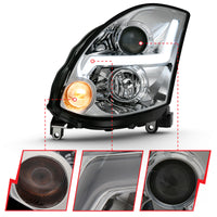 ANZO 2003-2007 Infiniti G35 Projector Headlight Plank Style Black (HID Compatible, No HID Kit ) - Burkken Auto Parts