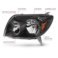 ANZO 2003-2005 Toyota 4Runner Crystal Headlights Black - Burkken Auto Parts
