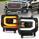 ANZO GMC SIERRA 1500 14-15 2500H/15-19 Projector Headlight Plank Style Black w/ Switchback (Halogen) - Burkken Auto Parts