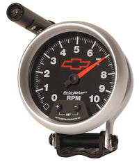 Autometer GM Red Bowtie Black 3-3/4in 0-10000 RPM Pedestal Mount Tachometer Quick-Lite - Burkken Auto Parts
