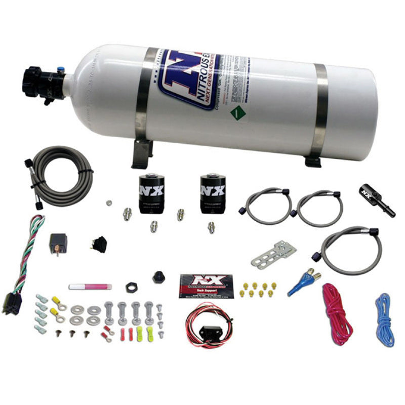 Nitrous Express 11-15 Ford Mustang GT 5.0L Coyote Single Nozzle Nitrous Kit (35-150HP) w/15lb Bottle - Burkken Auto Parts