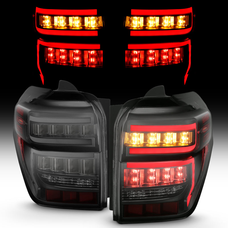 ANZO 2014-2020 Toyota 4Runner T.L Black Housing Smoke Lens Red Light Bar W/Sequential - Burkken Auto Parts