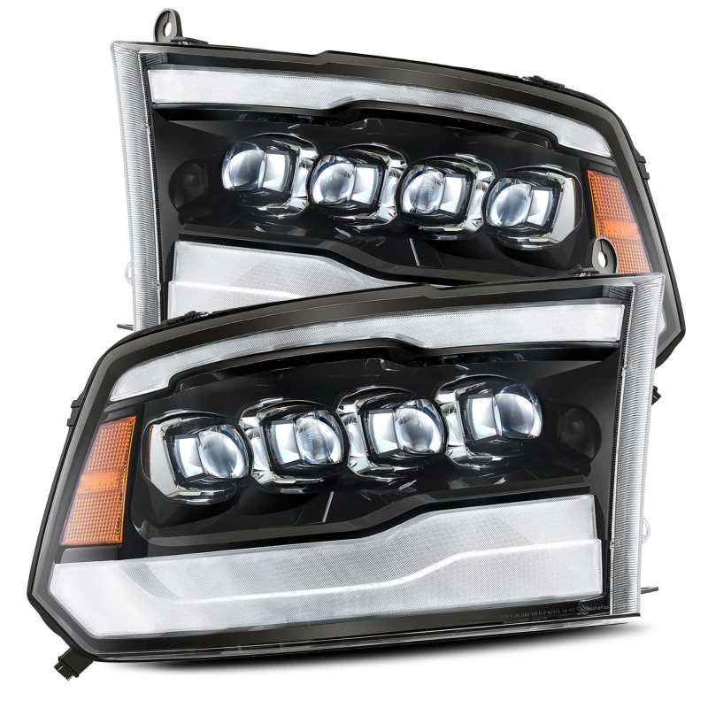 AlphaRex 09-18 Dodge Ram 1500HD NOVA LED Projector Headlights Plank Style Design Gloss Black w/DRL - Burkken Auto Parts