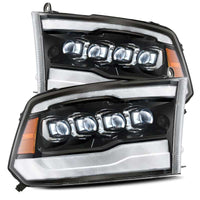 AlphaRex 09-18 Dodge Ram 1500HD NOVA LED Projector Headlights Plank Style Design Gloss Black w/DRL - Burkken Auto Parts