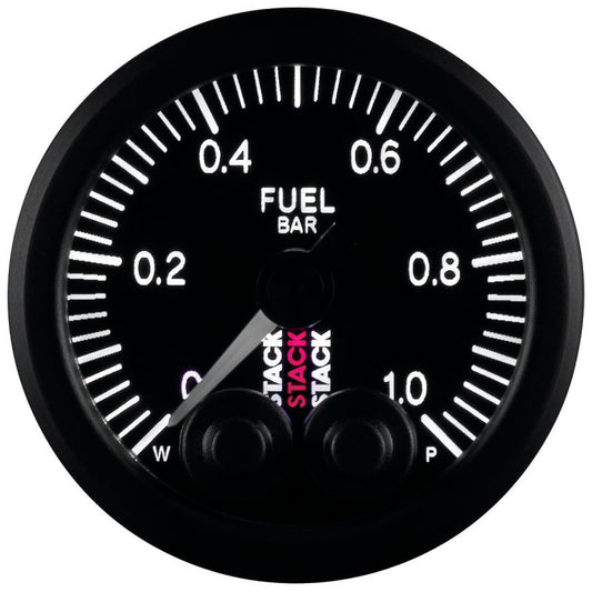 Autometer Stack 52mm 0-1 Bar M10 Male Pro-Control Fuel Pressure Gauge - Black - Burkken Auto Parts