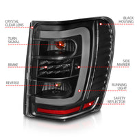 ANZO 1999-2004 Jeep Grand Cherokee LED Tail Lights w/ Light Bar Black Housing Clear Lens - Burkken Auto Parts