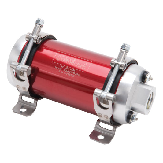 Edelbrock Fuel Pump Electric Quiet-Flo EFI 80 GPH -10 In -10 Out Red/Clear - Burkken Auto Parts