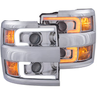 ANZO Projector Headlights 15-17 Chevrolet Silverado 2500HD / 3500HD Chrome w/ Chrome Rim - Burkken Auto Parts