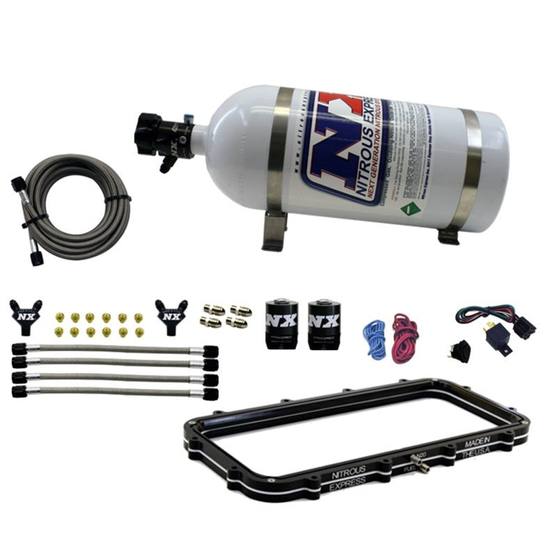 Nitrous Express Holley High Ram Plenum Nitrous Plate Kit w/15lb Bottle - Burkken Auto Parts