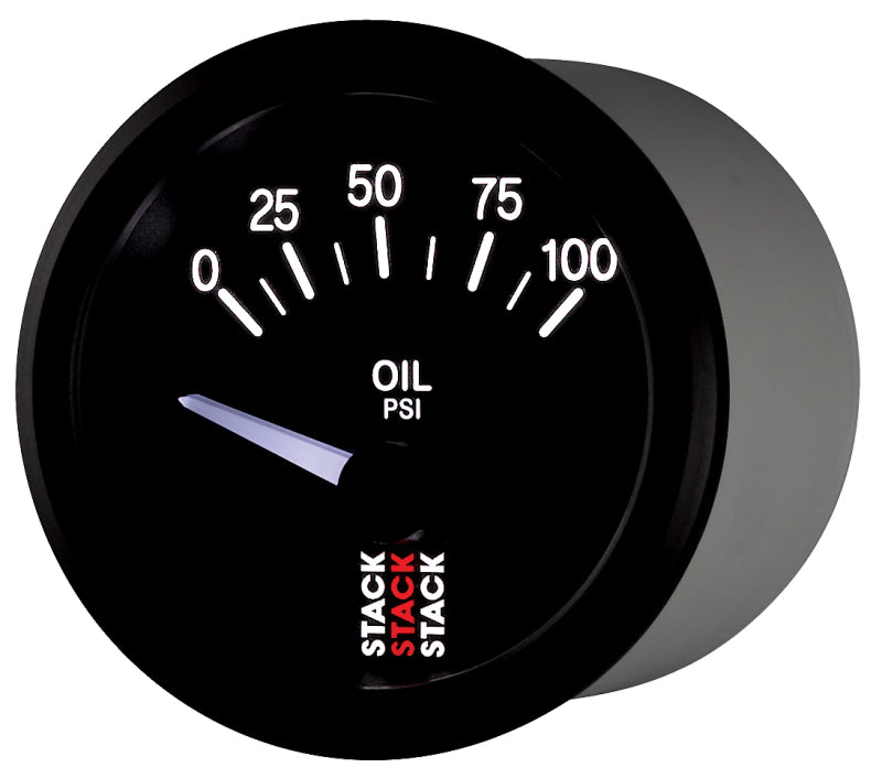 Autometer Stack Instruments 52mm 0-100 PSI 1/8in NPTF Electronic Oil Pressure Gauge - Black - Burkken Auto Parts