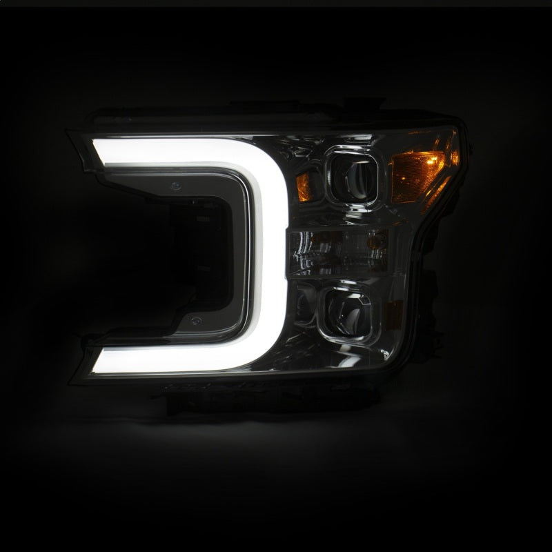 ANZO 18-19 Ford F-150 Projector Headlights w/Plank Style Switchback Chrome w/Amber - Burkken Auto Parts