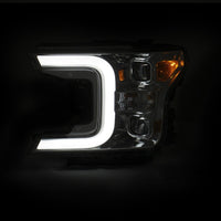 ANZO 18-19 Ford F-150 Projector Headlights w/Plank Style Switchback Chrome w/Amber - Burkken Auto Parts