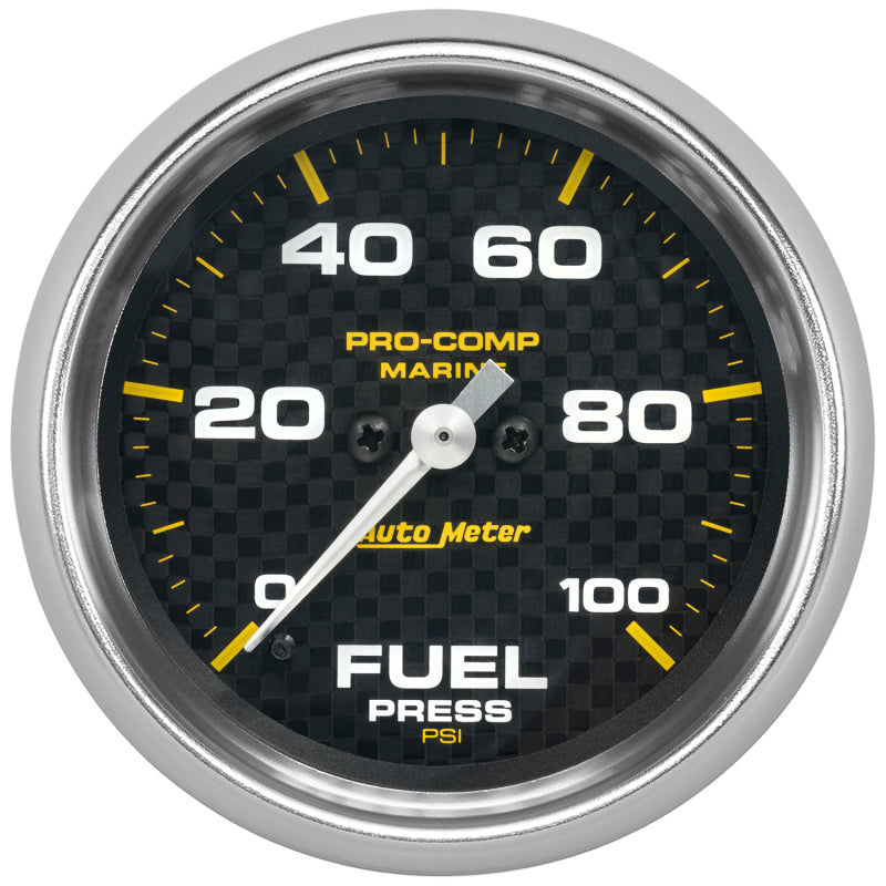 Autometer Marine Carbon Fiber 2-5/8in 100 PSI Digital Stepper Motor Fuel Pressure Gauge - Burkken Auto Parts