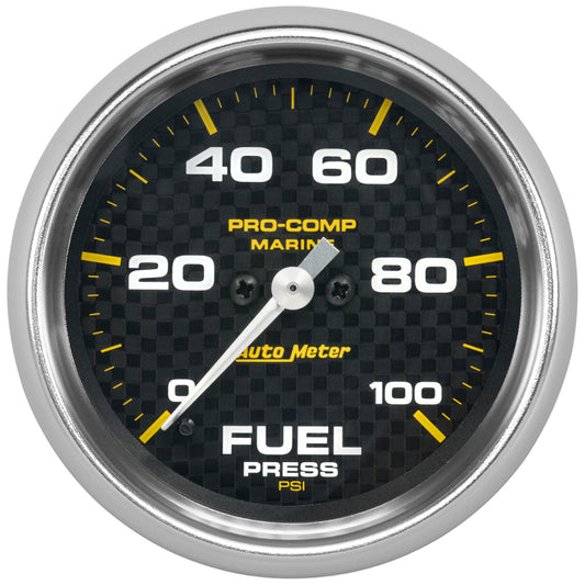 Autometer Marine Carbon Fiber 2-5/8in 100 PSI Digital Stepper Motor Fuel Pressure Gauge - Burkken Auto Parts