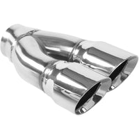MagnaFlow Tip Stainless Double Wall Round Dual Outlet Polished 3in DIA 2.25in Inlet 9.75in Length - Burkken Auto Parts