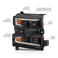 ANZO 19-22 Chevrolet Silverado 1500 LED Proj HL w/Lgt Bar SwBk Seq. Blk w/In. Light - Passenger Side - Burkken Auto Parts