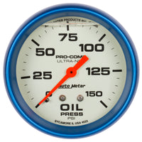 Autometer Ultra-Nite 2-5/8in 0-150 PSI Liquid Filled Mechanical Glow In Dark Oil Pressure Gauge - Burkken Auto Parts