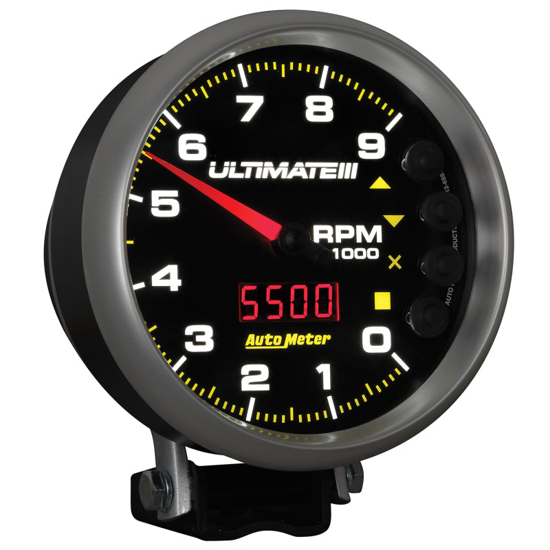 Autometer 5 inch Ultimate III Playback Tachometer 9000 RPM - Black - Burkken Auto Parts