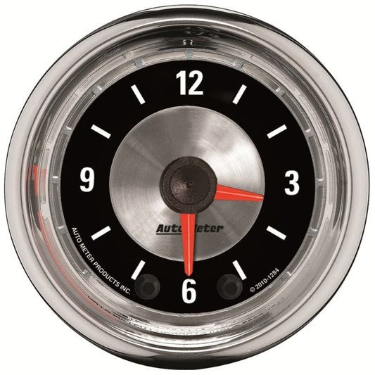 Autometer American Muscle 52mm Full Sweep Electric 12hr Analog Clock Gauge - Burkken Auto Parts