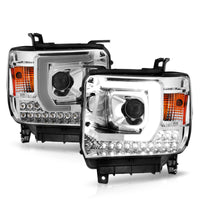 ANZO 14-15 GMC Sierra 1500/2500HD/3500HD Plank Style Projector Headlight - Chrome Housing - Burkken Auto Parts