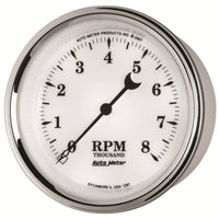 AutoMeter Gauge Tachometer 3-3/8in. 8K RPM In-Dash Old Tyme White II - Burkken Auto Parts