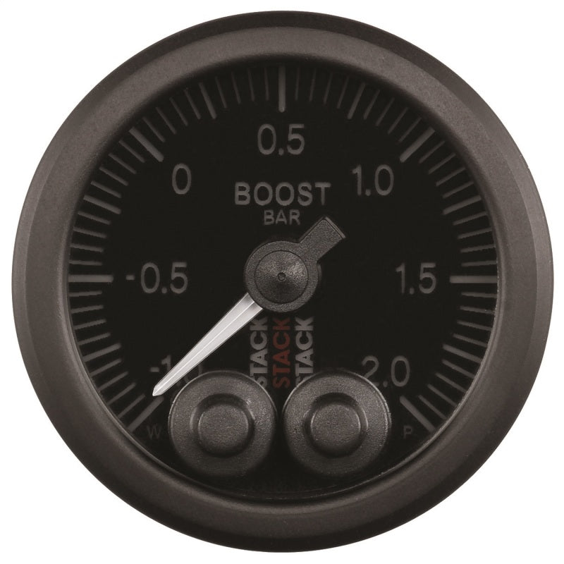 Autometer Stack 52mm -1 to +2 Bar (Incl T-Fitting) Pro-Control Boost Pressure Gauge - Black - Burkken Auto Parts