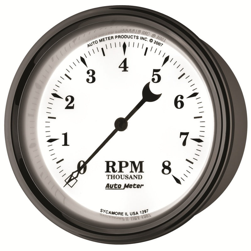 AutoMeter Gauge Tachometer 3-3/8in. 8K RPM In-Dash Old Tyme White II - Burkken Auto Parts