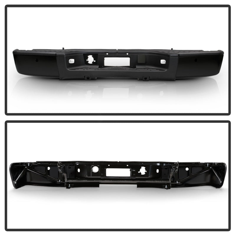 xTune 07-13 Chevy Silverado 1500 w/Parking Sensor OEM Style Steel Rear Bumper - BLK RB-CS07-SET-WS-B - Burkken Auto Parts