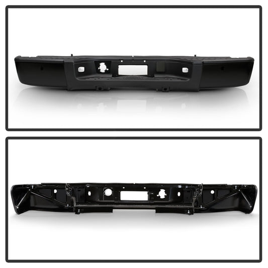 xTune 07-13 Chevy Silverado 1500 w/Parking Sensor OEM Style Steel Rear Bumper - BLK RB-CS07-SET-WS-B