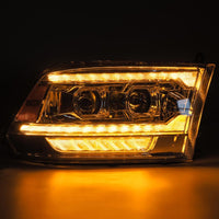AlphaRex 09-18 Dodge Ram 2500 LUXX LED Proj Headlights Plank Style Chrm w/Activ Light/Seq Signal/DRL - Burkken Auto Parts