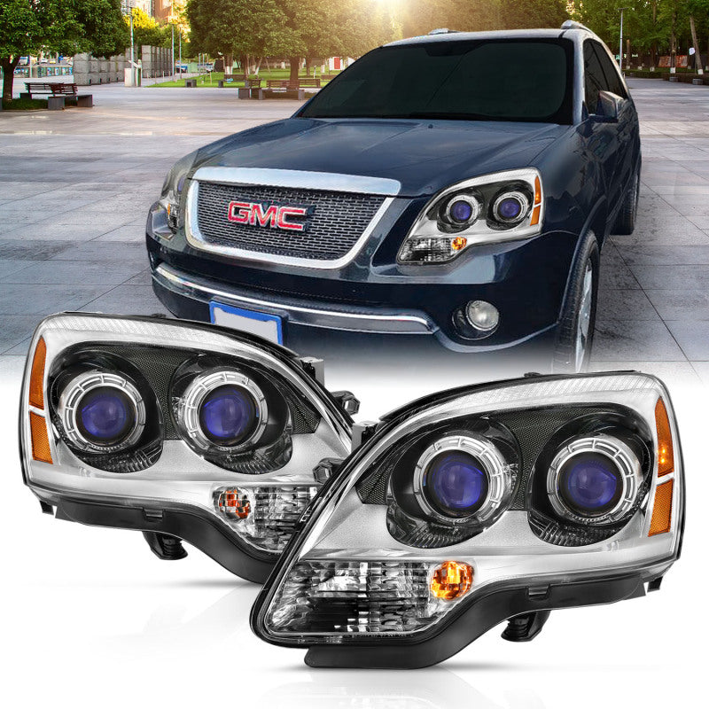 ANZO 2007-2008 GMC Acadia Crystal Headlight Chrome Amber(OE) - Burkken Auto Parts