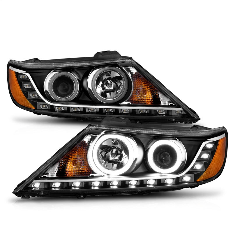 ANZO 2011-2013 Kia Sorento Projector Headlights w/ Halo Black (CCFL) - Burkken Auto Parts