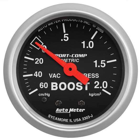 Autometer Sport-Comp 52mm 60 cm/Hg-2.0 Kg/Cm2 Mechanical Boost Gauge - Burkken Auto Parts