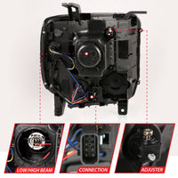ANZO 2014-2015 GMC Sierra 1500HD Projector Plank Style Headlight Black W/ DRL - Burkken Auto Parts