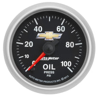 AutoMeter Gauge Oil Press 2-1/16in. 100PSI Digital Stepper Motor Chevy Gold Bowtie - Burkken Auto Parts