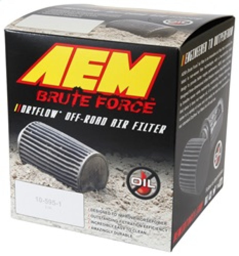 AEM Brute Force Dryflow Air Filter - Conical 6in Base OD / 5.125in Top OD / 5.25in Height - Burkken Auto Parts