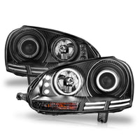 ANZO 2006-2009 Volkswagen Rabbit Projector Headlights w/ Halo Black (CCFL) - Burkken Auto Parts