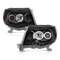 ANZO 2005-2011 Toyota Tacoma Projector Headlights w/ Halo Black - Burkken Auto Parts