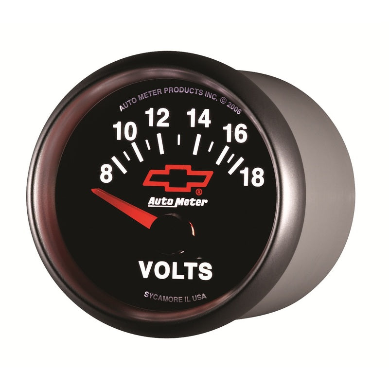 Autometer GM Bowtie Black 2-1/16 Voltmeter 8-18V - Burkken Auto Parts