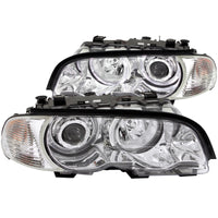 ANZO 2000-2003 BMW 3 Series E46 Projector Headlights w/ Halo Chrome - Burkken Auto Parts