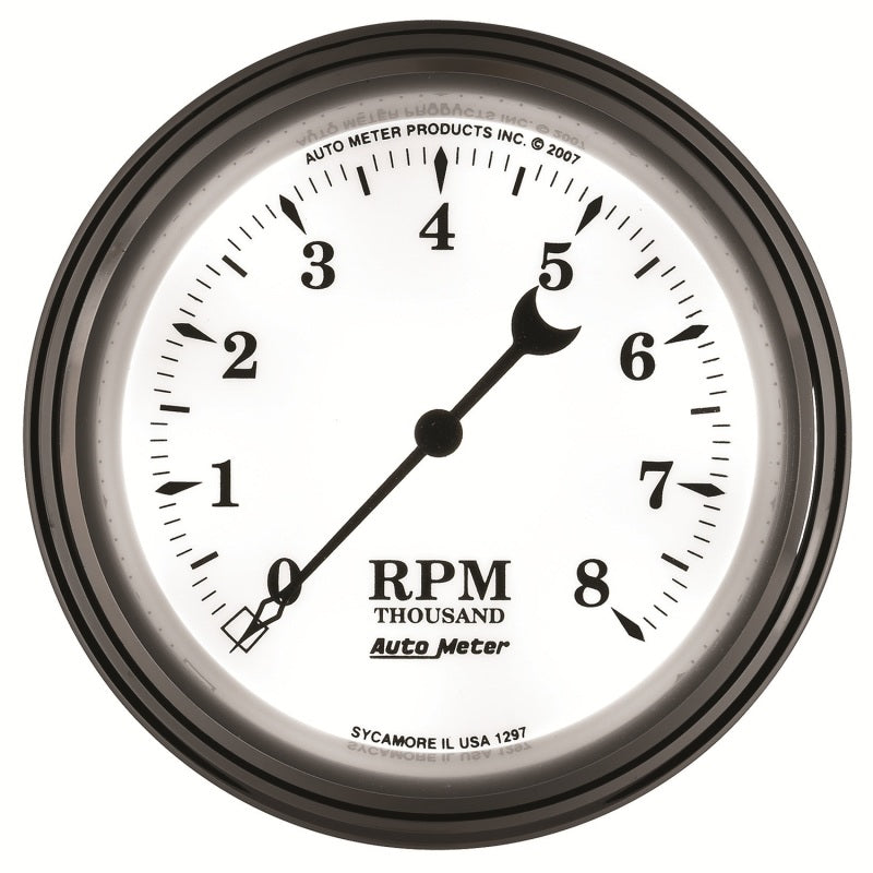 AutoMeter Gauge Tachometer 3-3/8in. 8K RPM In-Dash Old Tyme White II - Burkken Auto Parts