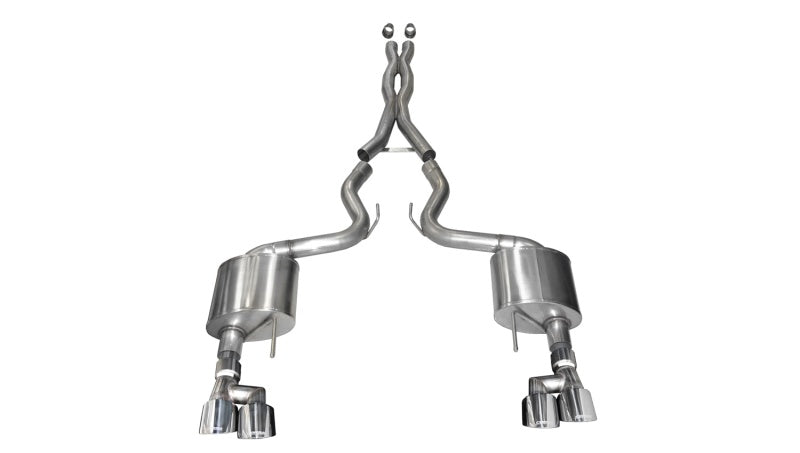 Corsa 2018-2023 Ford Mustang 5.0L 3in Sport Cat-Back Dual Rear Exit 4in Polished Pro-Series Tips - Burkken Auto Parts