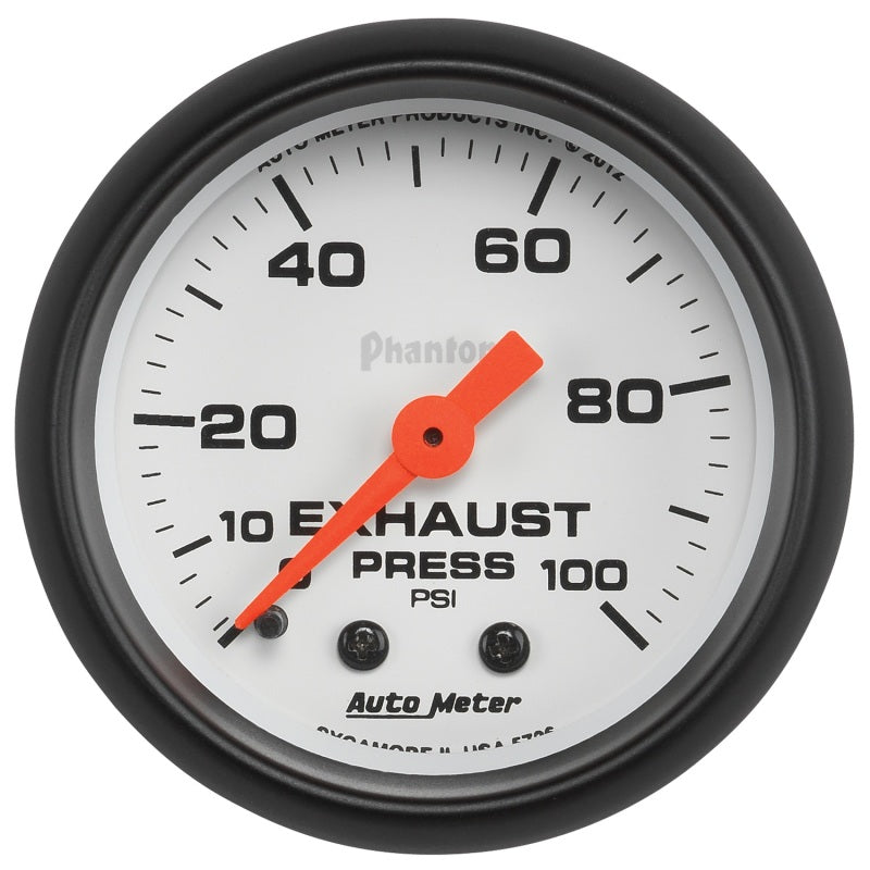 Autometer Phantom 2-1/16in 0-100 PSI Mechnical Exhaust (Drive) Pressure Gauge - Burkken Auto Parts