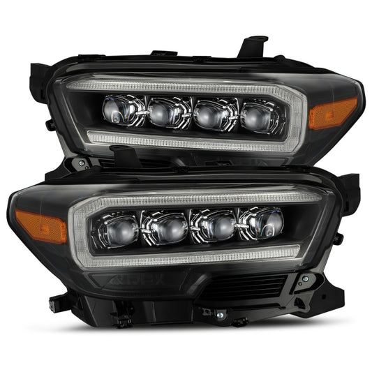 AlphaRex 16-20 Toyota Tacoma NOVA LED Projector Headlights Plank Style Black w/Activation Light - Burkken Auto Parts