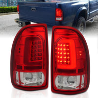 ANZO 1997-2004 Dodge Dakota LED Taillights Chrome Housing Red Lens Pair - Burkken Auto Parts