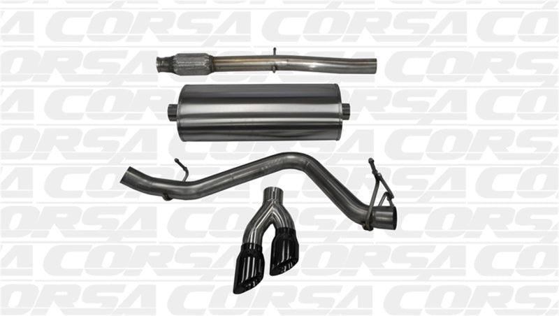 Corsa 14-19 GMC Sierra/Chevy Silv 1500 Crew Cab/Std. Bed 5.3L V8 Black Sport Single Side CB Exhaust - Burkken Auto Parts