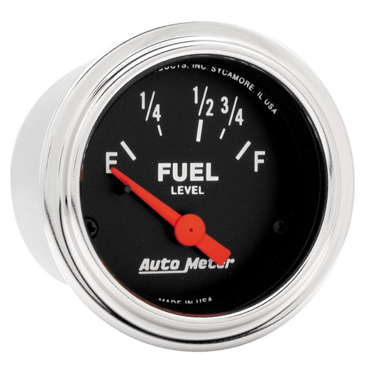 Autometer Traditional Chrome 52mm Short Sweep Electrical Fuel Level Gauge - Burkken Auto Parts