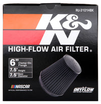 K&N Universal Rubber Filter Round Tapered 6in Flange ID x 7.5in Base OD x 5.25in Top OD x 8in Height - Burkken Auto Parts
