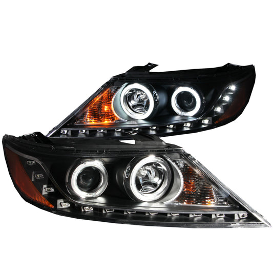 ANZO 2011-2013 Kia Sorento Projector Headlights w/ Halo Black (CCFL) - Burkken Auto Parts