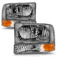 ANZO 2000-2004 Ford Excursion Crystal Headlights Chrome w/ Corner Lights 2pc - Burkken Auto Parts